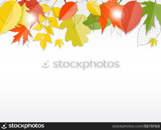 Shiny Autumn Natural Leaves Background. Vector Illustration. EPS10