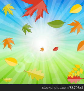 Shiny Autumn Natural Leaves Background. Vector Illustration. EPS10