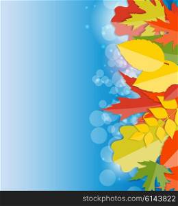 Shiny Autumn Natural Leaves Background. Vector Illustration EPS10