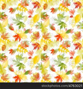 Shiny Autumn Natural Leaves Seamless Pattern Background. Vector Illustration