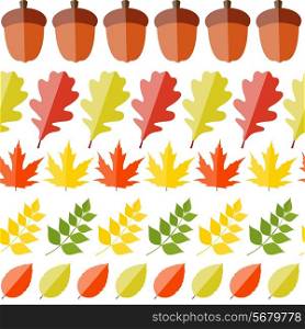 Shiny Autumn Natural Leaves Seamless Pattern Background. Vector Illustration