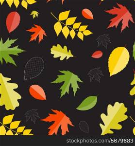 Shiny Autumn Natural Leaves Seamless Pattern Background. Vector Illustration. EPS10