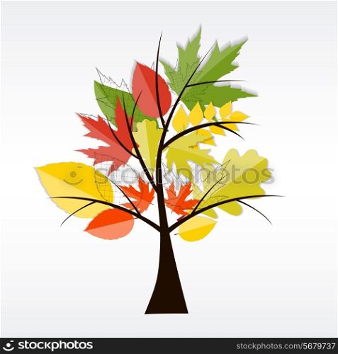Shiny Autumn Natural Tree Background. Vector Illustration. EPS10