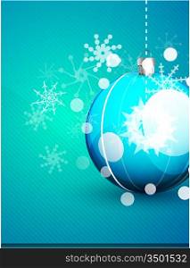 Shiny blue vector christmas balls background
