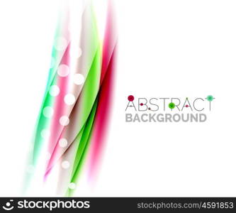 Shiny bright color lines with light effects and circles, wave abstract background