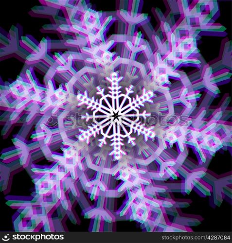 Shiny christmas snowflake sign with color aberrations