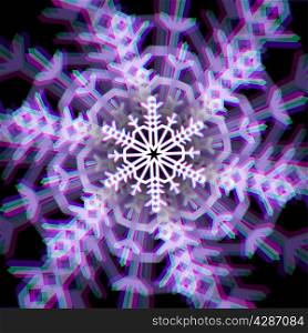 Shiny christmas snowflake sign with color aberrations