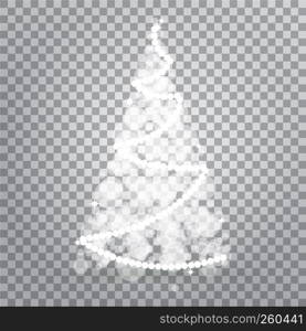 Shiny Christmas tree from Lights Isolated on Transparent Background. Symbol of Happy New Year holiday celebration. Bright light decoration design. Vector. Shiny Christmas tree from Lights Isolated on Transparent Background. Symbol of Happy New Year holiday celebration. Bright light decoration design.