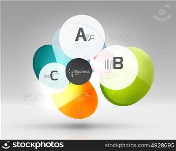 Shiny circles with text in 3d space. Shiny circles with text in 3d space, vector abstract background