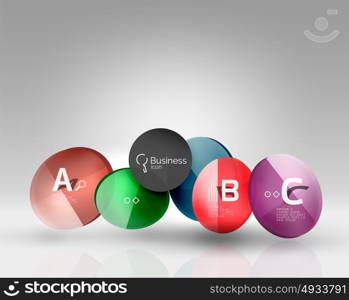 Shiny circles with text in 3d space. Shiny circles with text in 3d space, vector abstract background