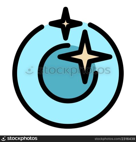 Shiny clean plate icon. Outline shiny clean plate vector icon color flat isolated. Shiny clean plate icon color outline vector