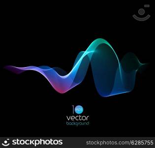 Shiny color smoke waves over dark vector backgrounds