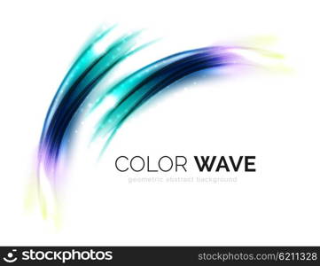 Shiny color wave isolated on white, lines with light effects