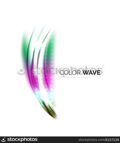 Shiny color wave isolated on white, lines with light effects