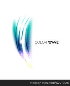 Shiny color wave isolated on white, lines with light effects