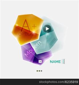 Shiny colorful geometric business abstract infographics template. Shiny colorful geometric business abstract infographics template. Glossy glass style template with sample text - options and slogans