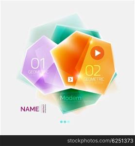 Shiny colorful geometric business abstract infographics template. Shiny colorful geometric business abstract infographics template. Glossy glass style template with sample text - options and slogans