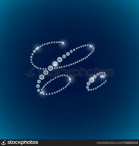 Shiny diamond alphabet letters blue background