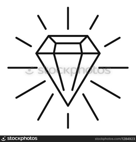 Shiny diamond icon. Outline shiny diamond vector icon for web design isolated on white background. Shiny diamond icon, outline style