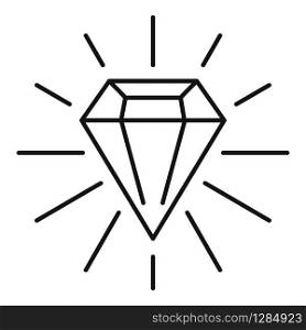 Shiny diamond icon. Outline shiny diamond vector icon for web design isolated on white background. Shiny diamond icon, outline style