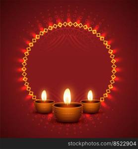 shiny diwali background with realistic diya design