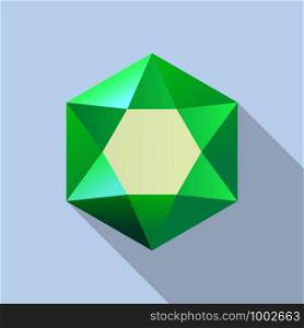 Shiny emerald icon. Flat illustration of shiny emerald vector icon for web design. Shiny emerald icon, flat style