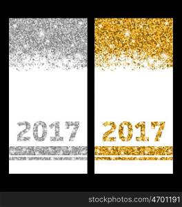 Shiny Festive Cards with Snowflakes and Sparkles. Illustration Shiny Festive Cards with Snowflakes and Sparkles for Happy New Year 2017 - Vector