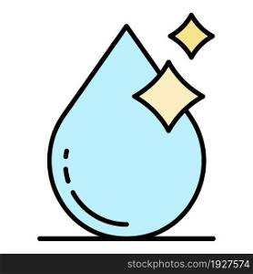 Shiny filtered water drop icon. Outline shiny filtered water drop vector icon color flat isolated. Shiny filtered water drop icon color outline vector