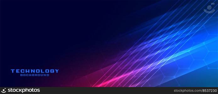 shiny glowing technology lines banner design