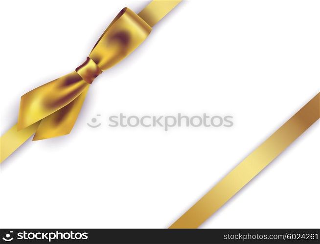 Shiny gold satin ribbon on white background. Shiny gold satin ribbon on white background. Vector