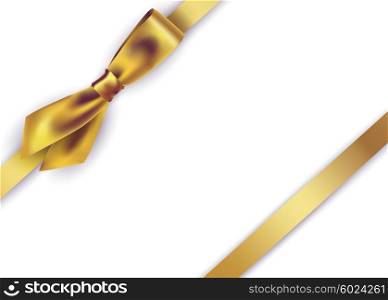 Shiny gold satin ribbon on white background. Shiny gold satin ribbon on white background. Vector