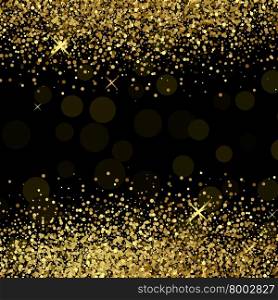 Shiny golden glitter on black background