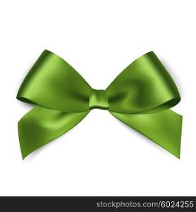 Shiny green satin ribbon on white background. Shiny green satin ribbon on white background. Vector