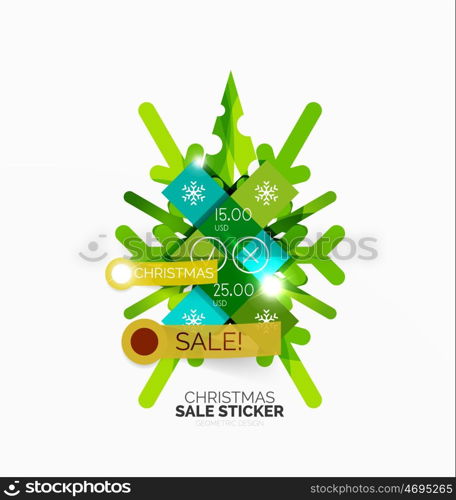 Shiny holiday New Year and Christmas sale banners, vector promotional and info templates