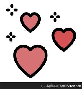Shiny loving hearts icon. Outline shiny loving hearts vector icon color flat isolated. Shiny loving hearts icon color outline vector