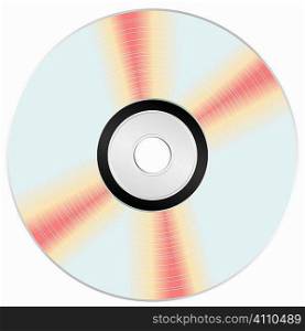 Shiny music cd with red and yellow light reflection