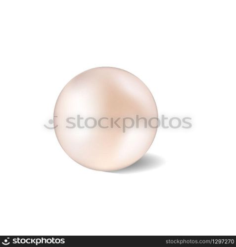 Shiny natural white sea pearl with light effects isolated on white background. Vector illustration. Eps 10. - Vector