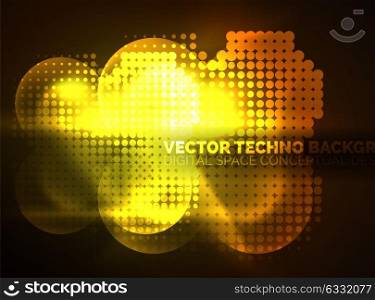 Shiny neon glowing circles, dot particles structure. Shiny neon glowing circles, dot particles structure. Vector digital technology abstract background, backdrop for techno presentation or web banner template
