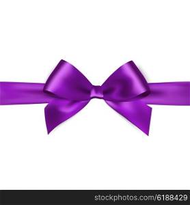 Shiny purple satin ribbon on white background. Shiny purple satin ribbon on white background. Vector purple bow. Purple bow and purple ribbon