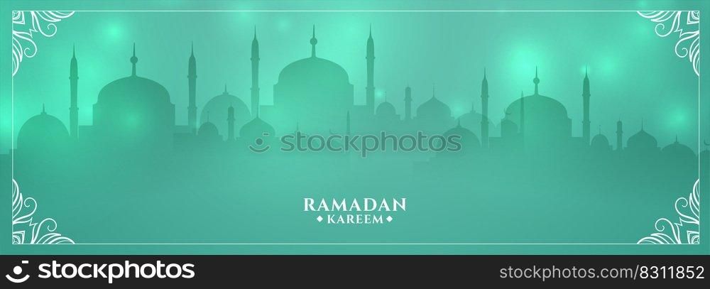 shiny ramadan kareem mosque greeting design