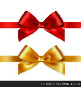 Shiny red and gold satin ribbon on white background. Shiny red and gold satin ribbon on white background. Vector