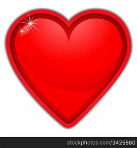 shiny red heart sticker, vector illustration