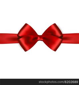 Shiny red satin ribbon on white background. Shiny red satin ribbon on white background. Vector red bow. Red bow and red ribbon