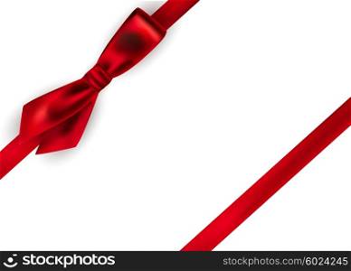 Shiny red satin ribbon on white background. Shiny red satin ribbon on white background. Vector