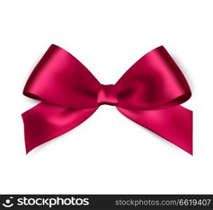 Shiny red satin ribbon on white background. Vector red bow and ribbon.. Shiny red satin ribbon on white background.