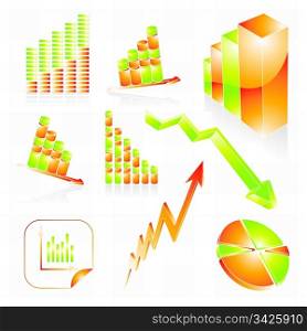 Shiny set of business graphs, vector illustration