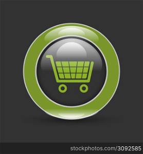 shiny shopping basket icon with shadow on white. shiny shopping basket icon