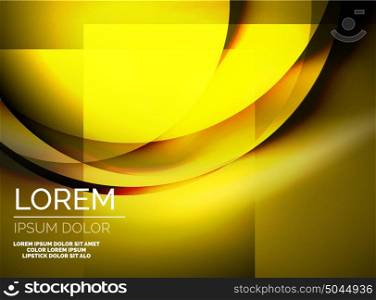 Shiny silk wave template, color satin with effects, vector abstract background. Shiny yellow silk wave template, color satin with effects, vector abstract background