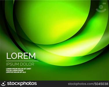Shiny silk wave template, color satin with effects, vector abstract background. Shiny green silk wave template, color satin with effects, vector abstract background