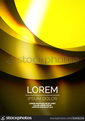 Shiny silk wave template, color satin with effects, vector abstract background. Shiny yellow silk wave template, color satin with effects, vector abstract background